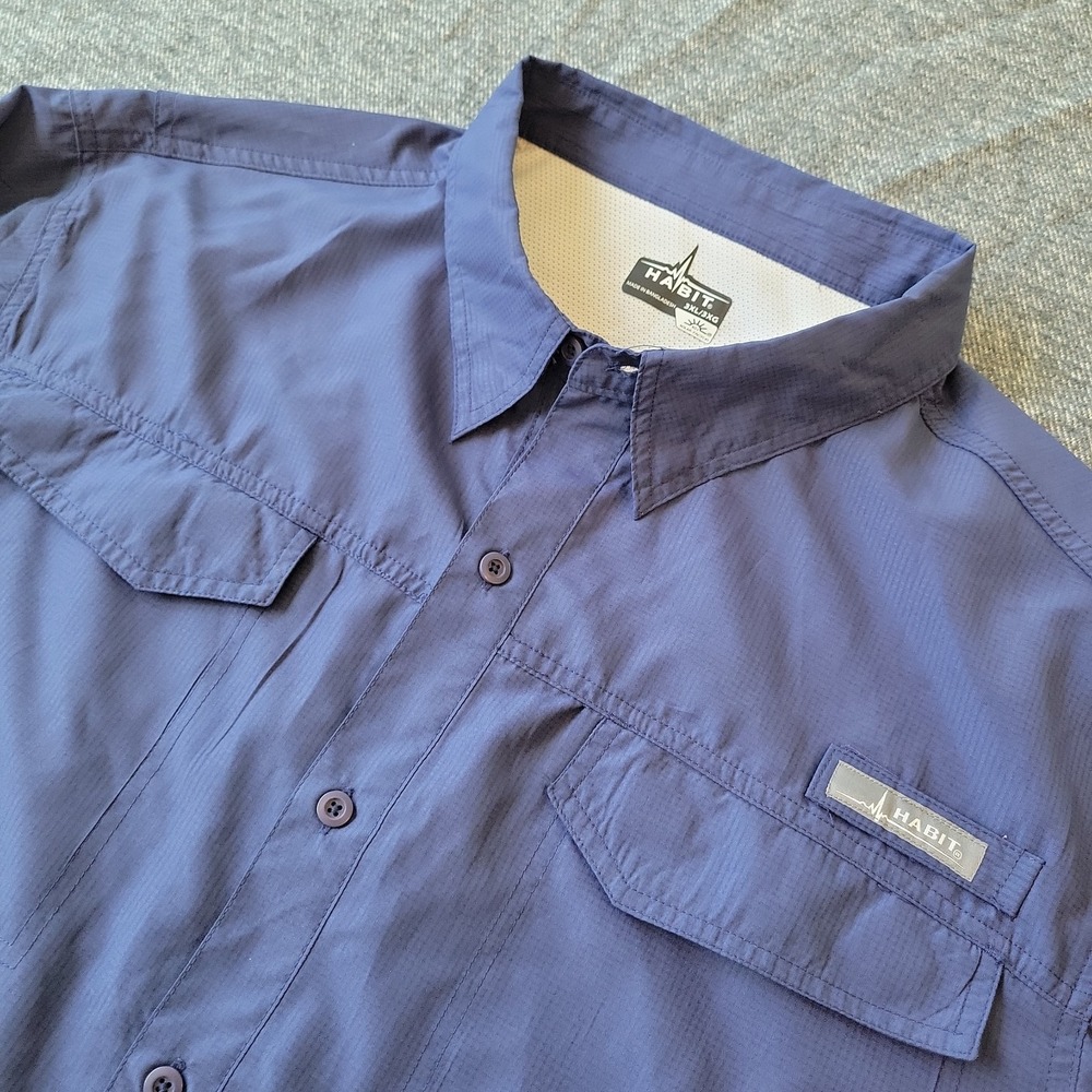 HABIT Fishing Shirt Mens 3XL Patriot Blue Long Sleeve Vented Outdoors TS1327